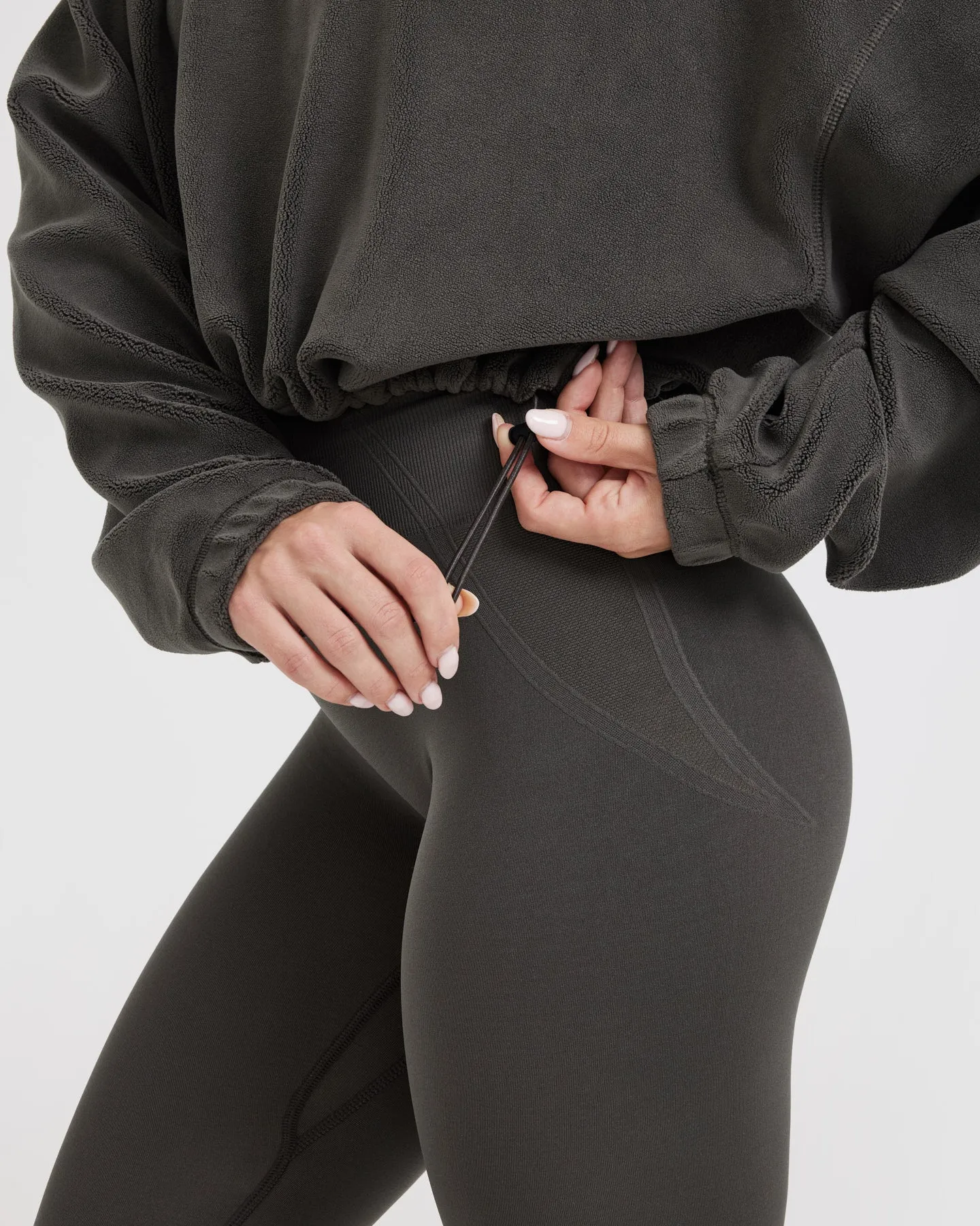 Fleece Oversized Crop 1/2 Zip Sweatshirt | Deep Taupe sold by Oner Active product image thumbnail 4