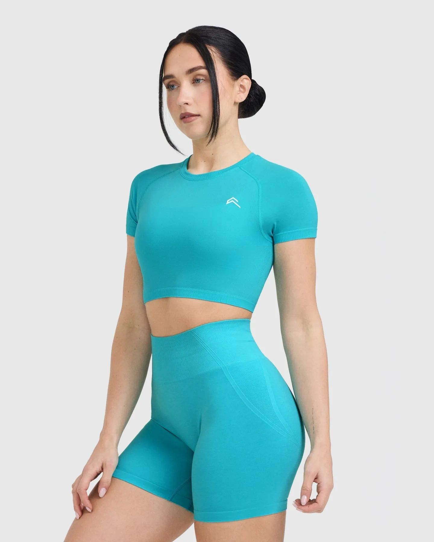 Go To Seamless Fitted Crop Top | Aqua Blue sold by Oner Active product image thumbnail 3