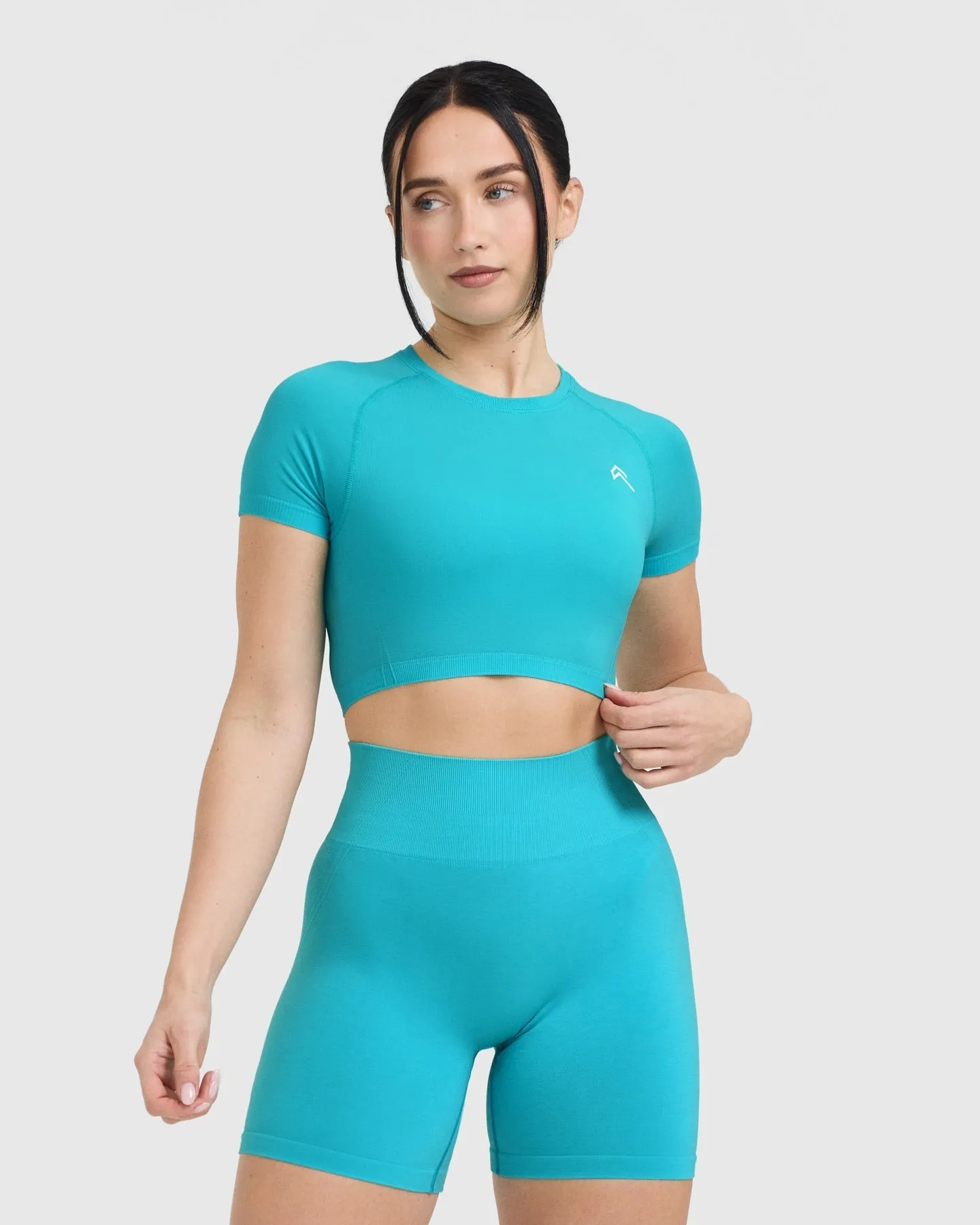 Go To Seamless Fitted Crop Top | Aqua Blue sold by Oner Active