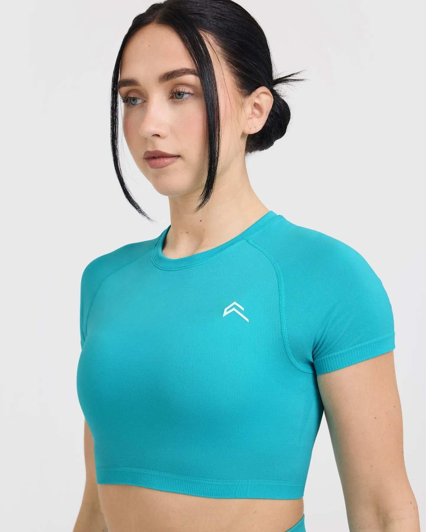 Go To Seamless Fitted Crop Top | Aqua Blue sold by Oner Active product image thumbnail 5