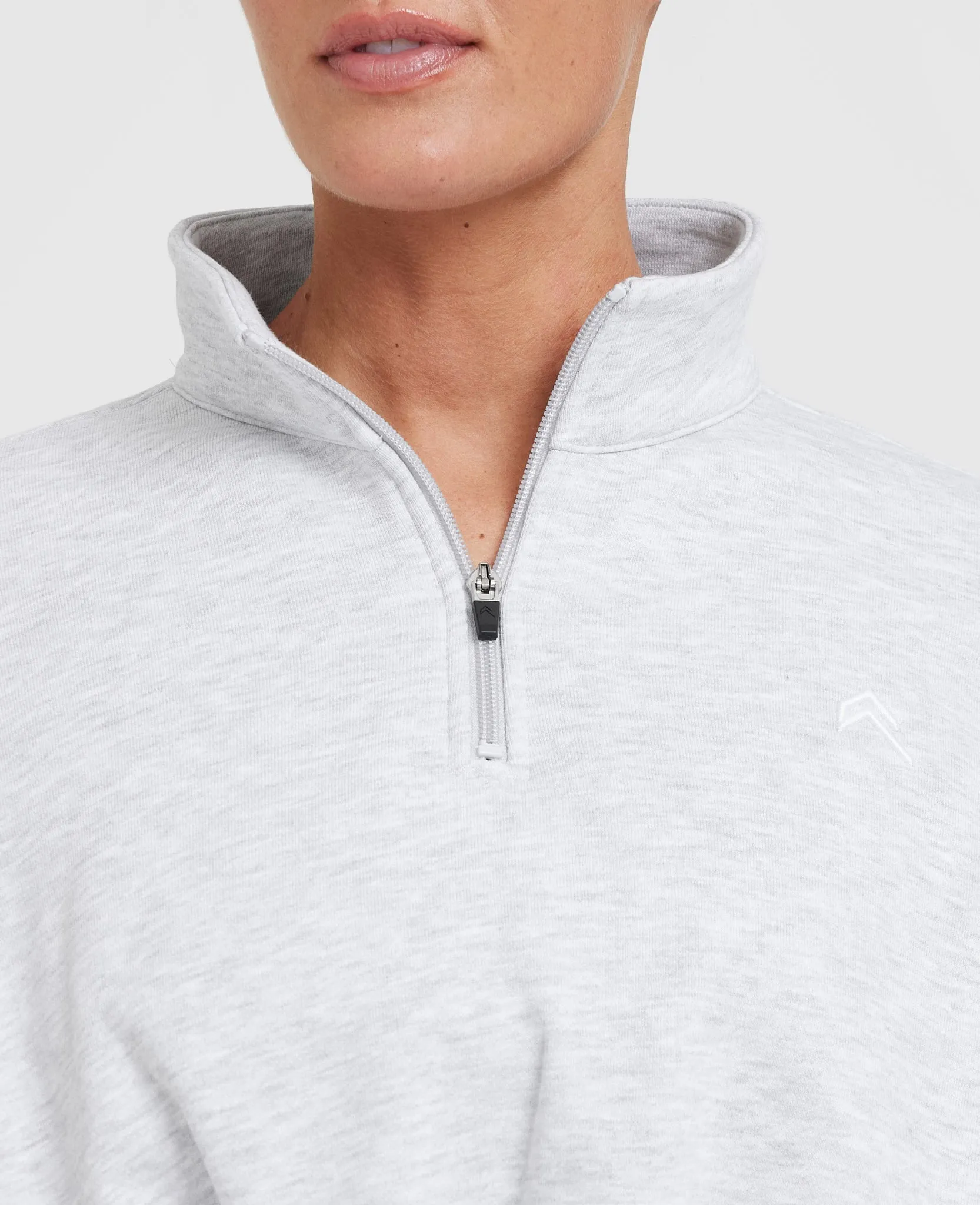 All Day Cosy Crop 1/4 Zip Sweatshirt | Light Grey Marl sold by Oner Active product image thumbnail 5