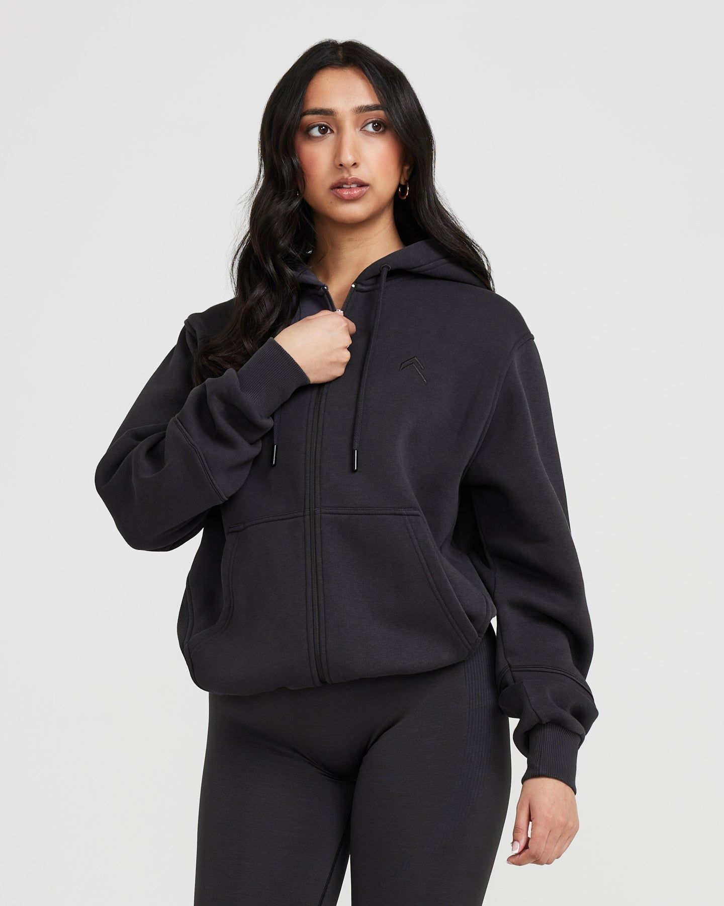 Classic Lounge Oversized Zip Through Hoodie | Coal sold by Oner Active