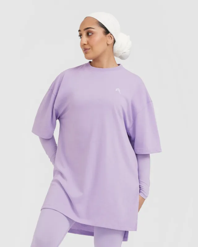 Classic Oversized Longline T-Shirt | Wisteria Purple made by Oner Active