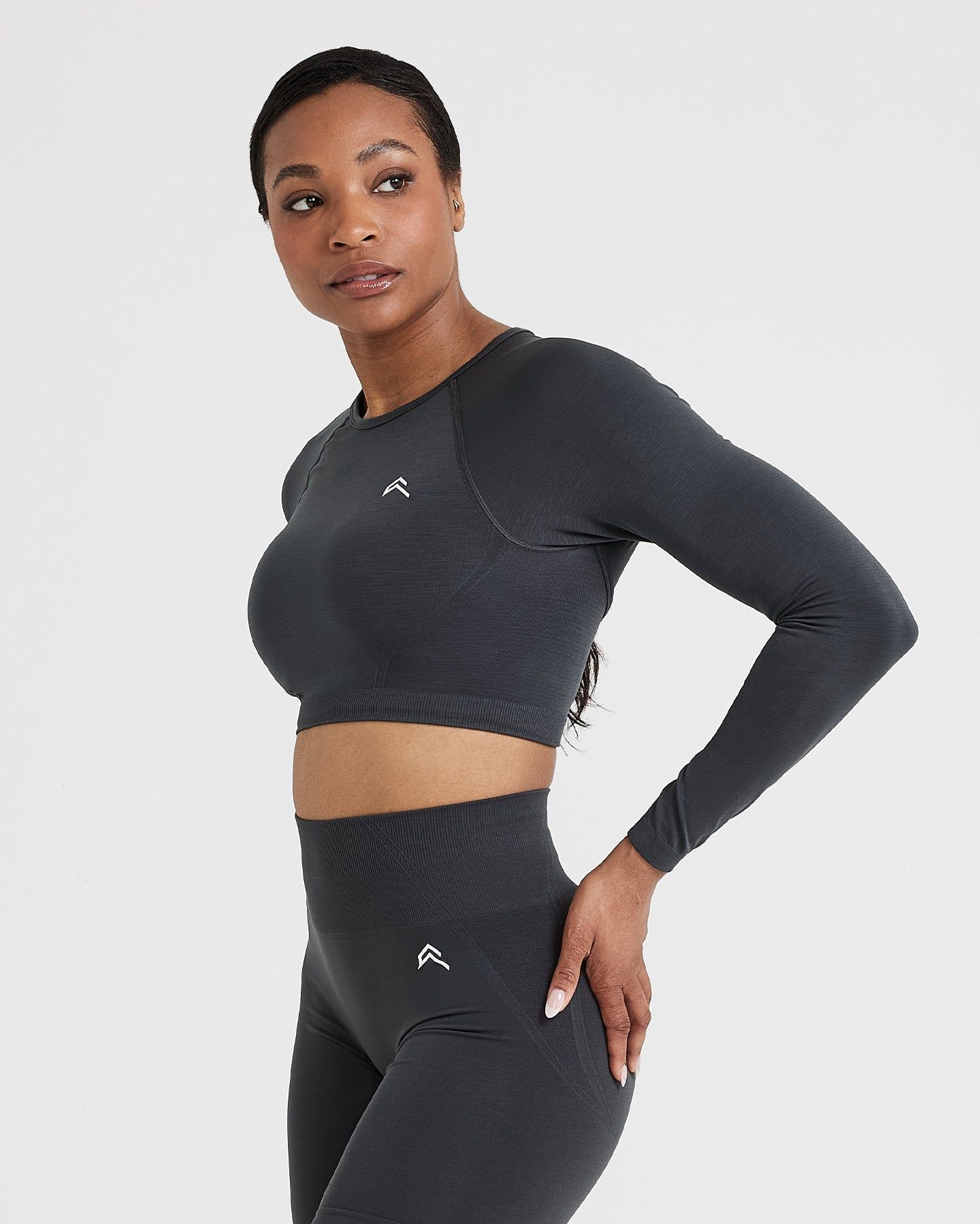 Effortless Seamless Long Sleeve Crop Top | Coal sold by Oner Active product image thumbnail 3