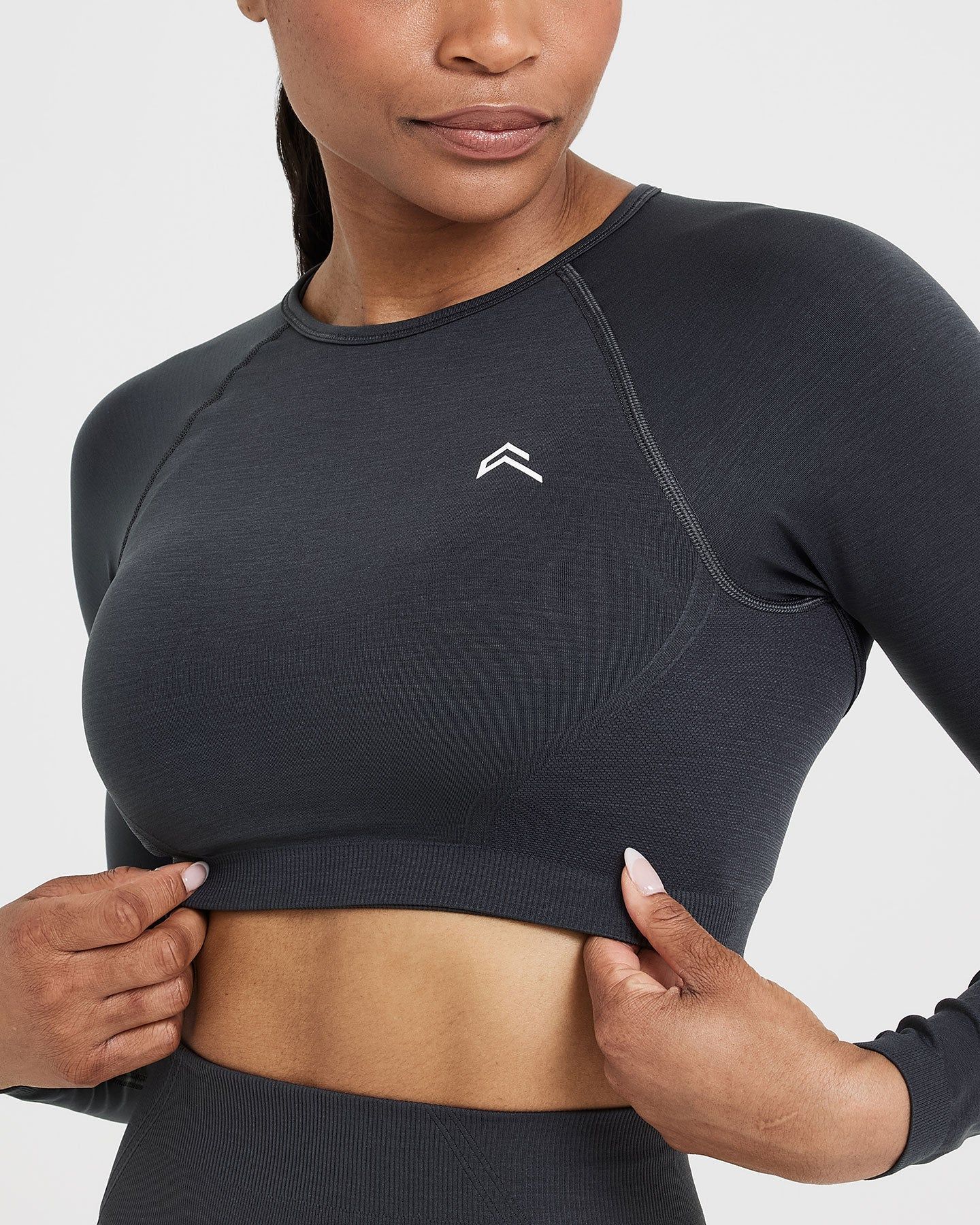 Effortless Seamless Long Sleeve Crop Top | Coal sold by Oner Active product image thumbnail 4