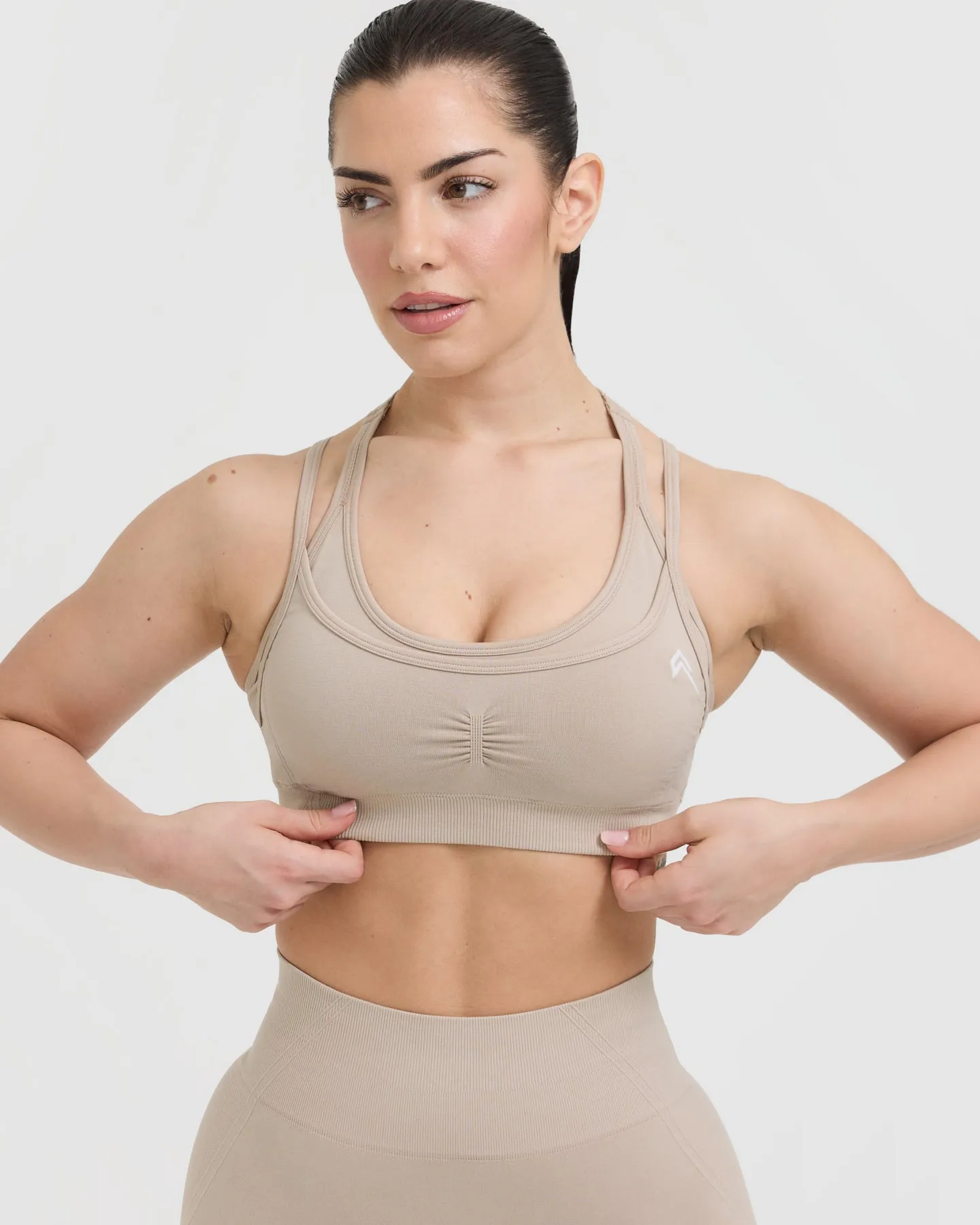 Effortless Seamless Layered Sports Bra | Mushroom Brown sold by Oner Active product image thumbnail 4