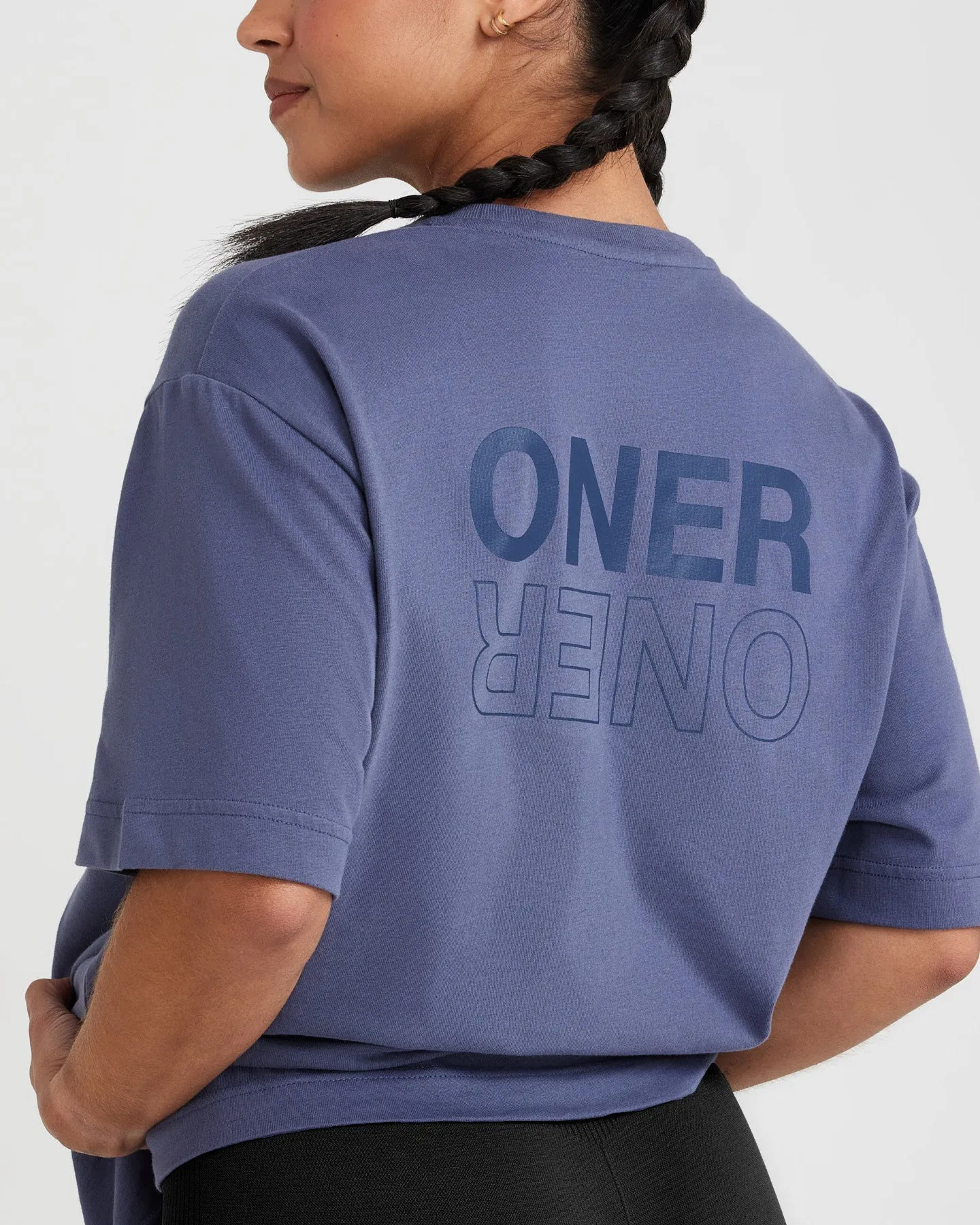 Classic Mirror Graphic Oversized T-Shirt | Washed Slate Blue sold by Oner Active product image thumbnail 5