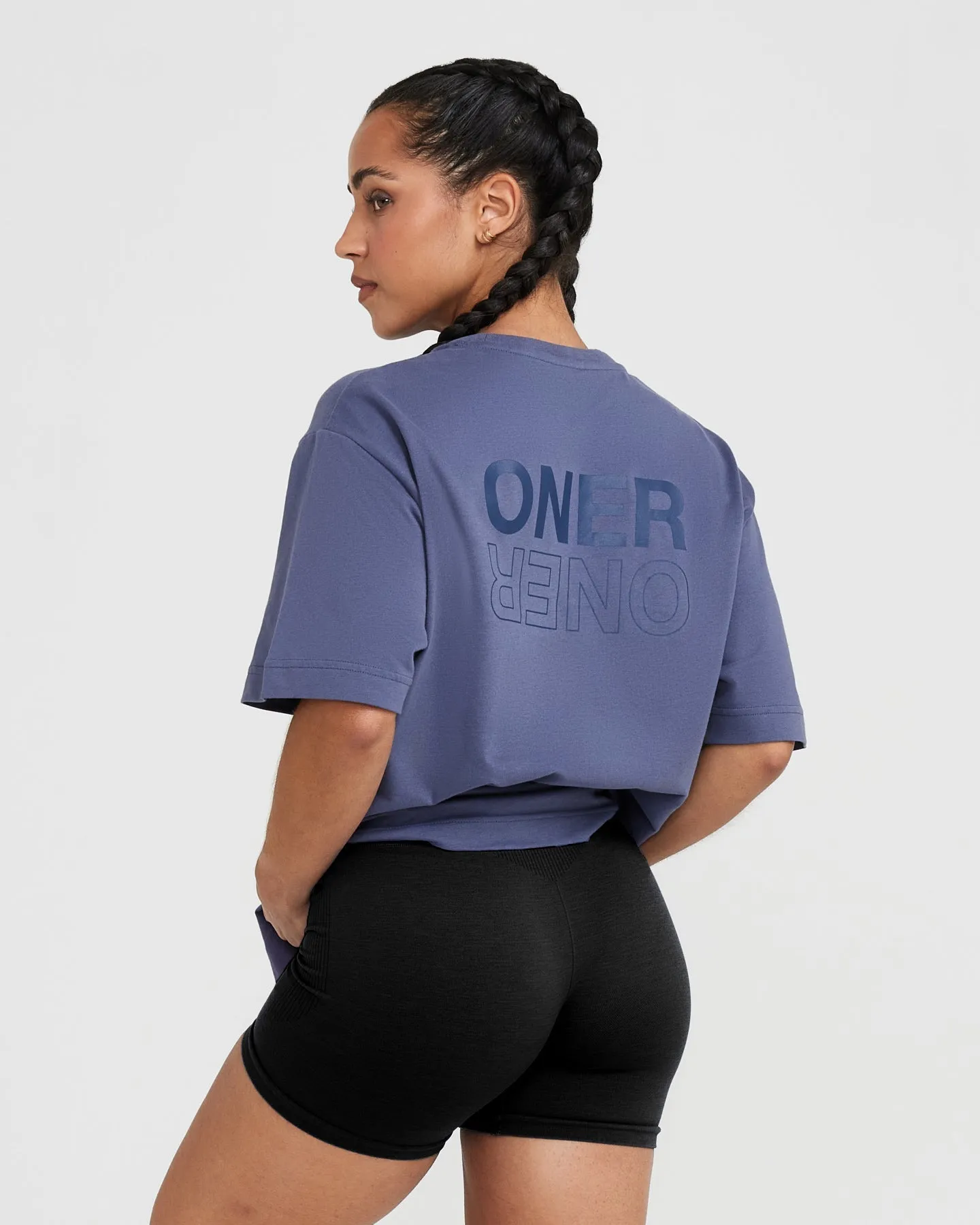 Classic Mirror Graphic Oversized T-Shirt | Washed Slate Blue sold by Oner Active product image thumbnail 2