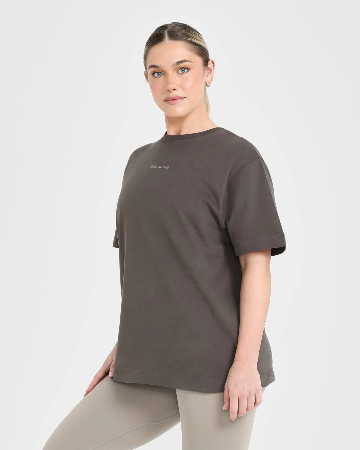 Classic Mirror Graphic Oversized T-Shirt | Washed Deep Taupe sold by Oner Active product image thumbnail 3
