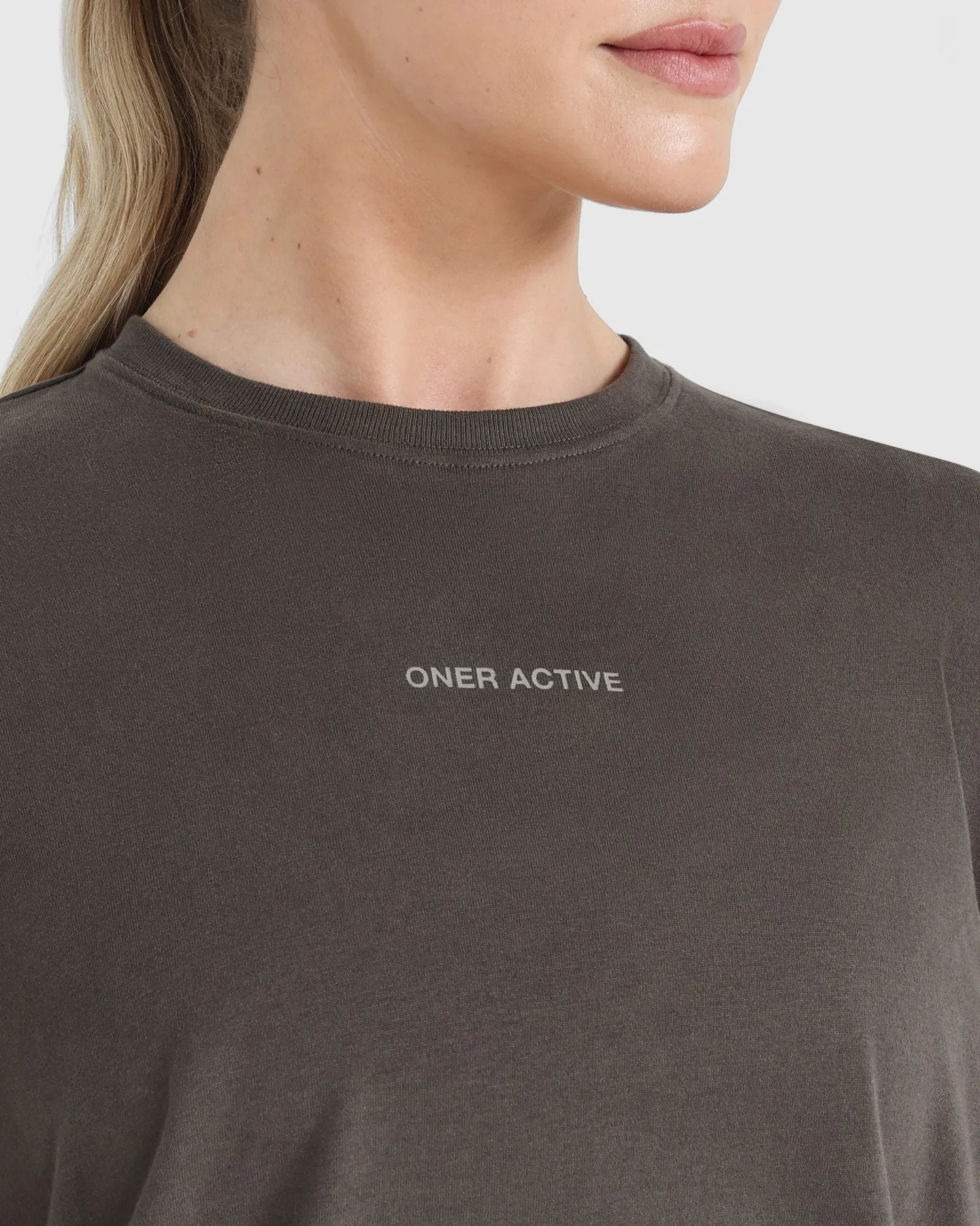 Classic Mirror Graphic Oversized T-Shirt | Washed Deep Taupe sold by Oner Active product image thumbnail 4