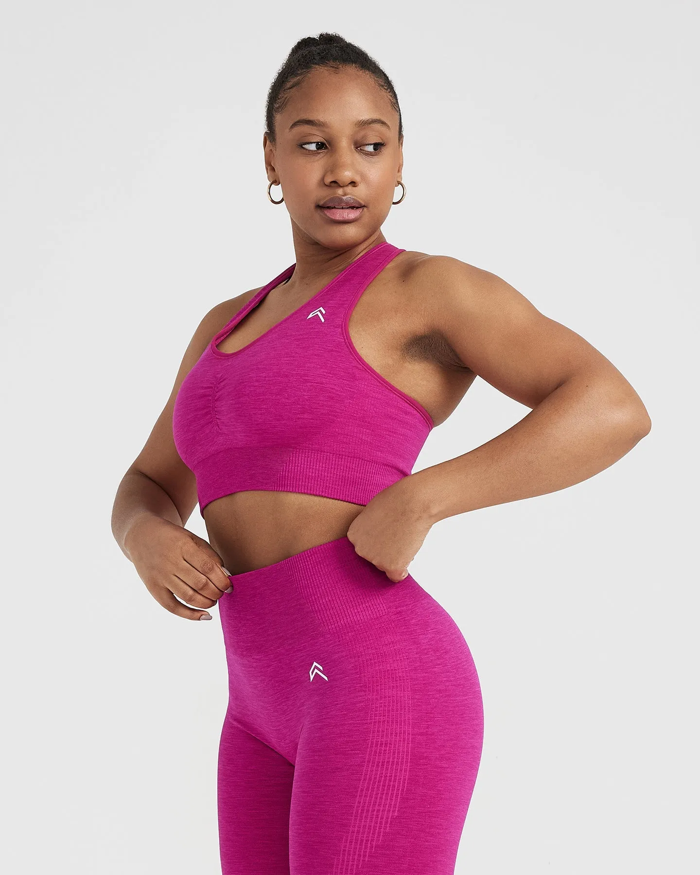Classic Seamless 2.0 V-Neck Bralette | Fuchsia Marl sold by Oner Active product image thumbnail 2