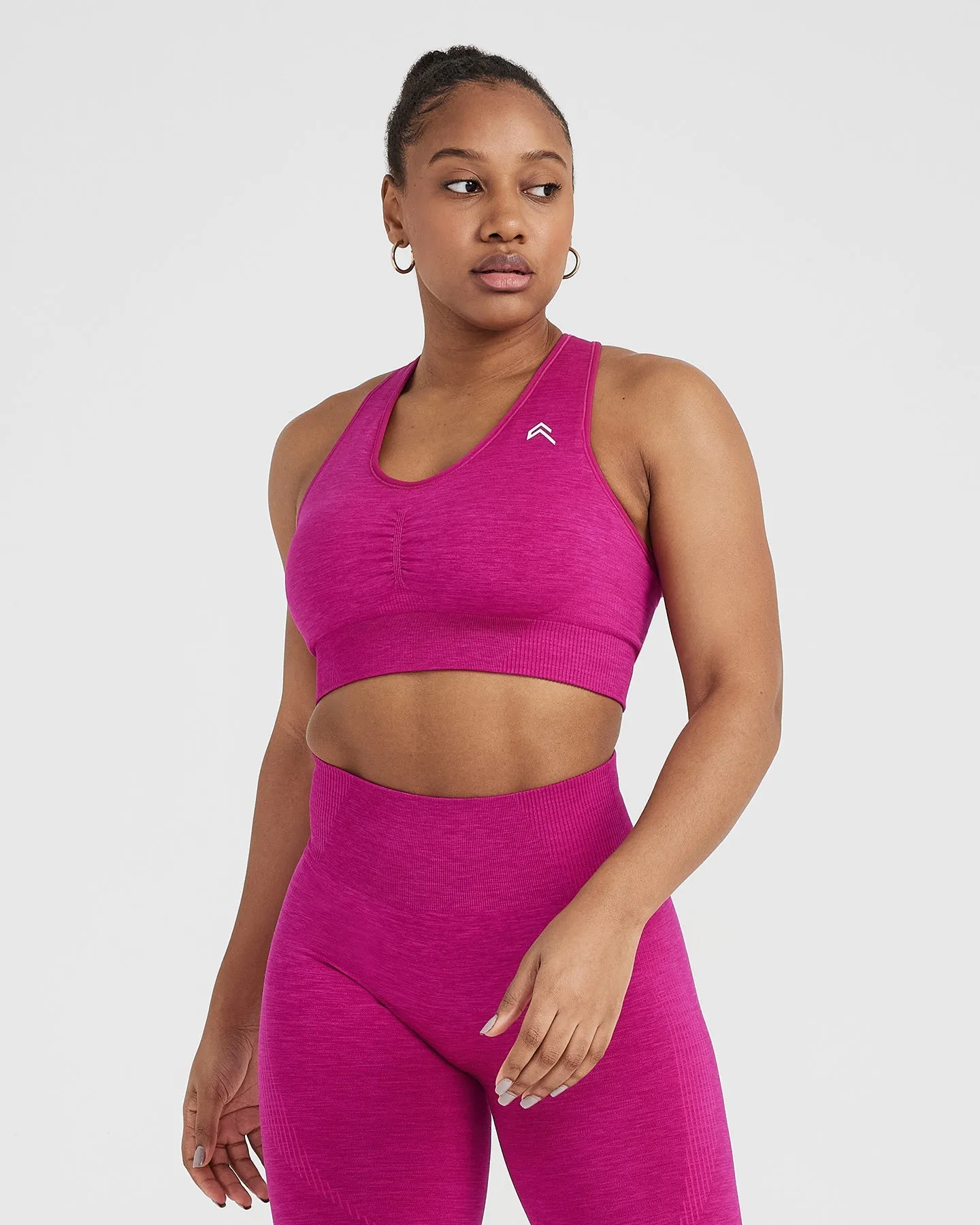 Classic Seamless 2.0 V-Neck Bralette | Fuchsia Marl sold by Oner Active product image thumbnail 3