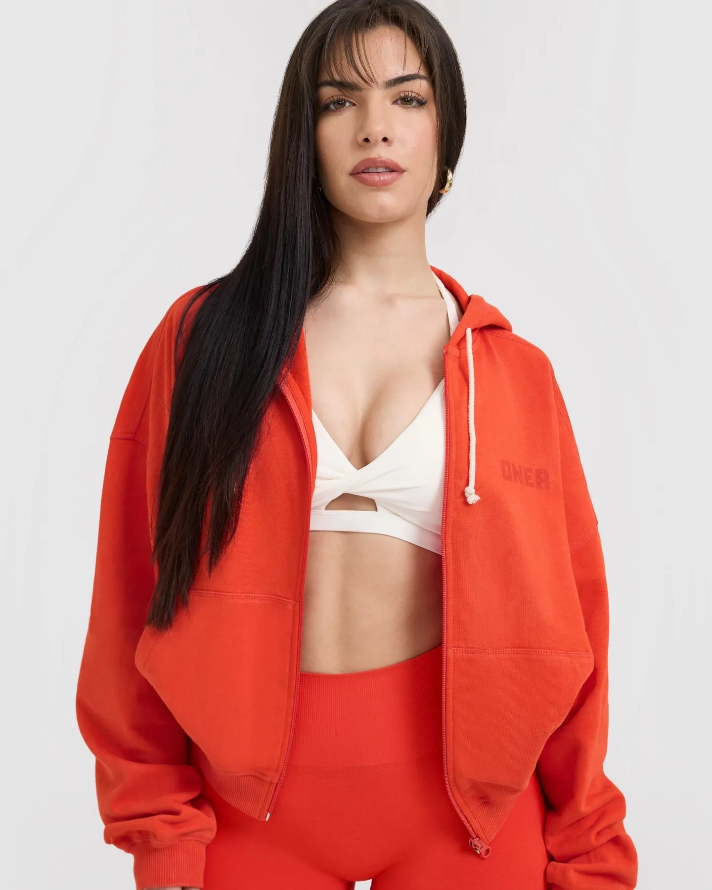 Raw Lounge Oversized Zip Hoodie | Charged Orange sold by Oner Active product image thumbnail 5