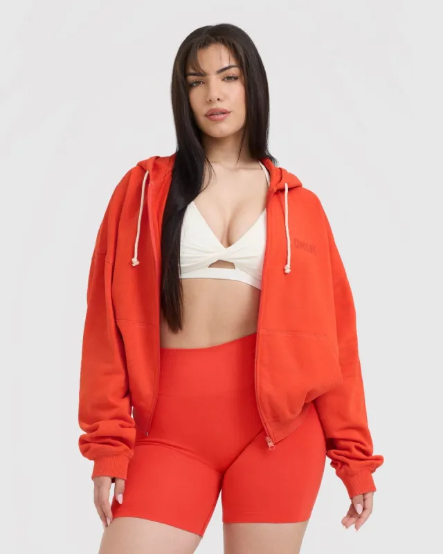 Raw Lounge Oversized Zip Hoodie | Charged Orange sold by Oner Active