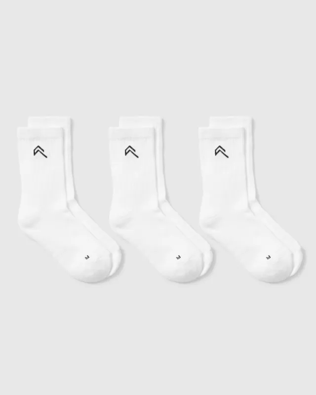 Crew Socks 3 Pack | White/Black sold by Oner Active