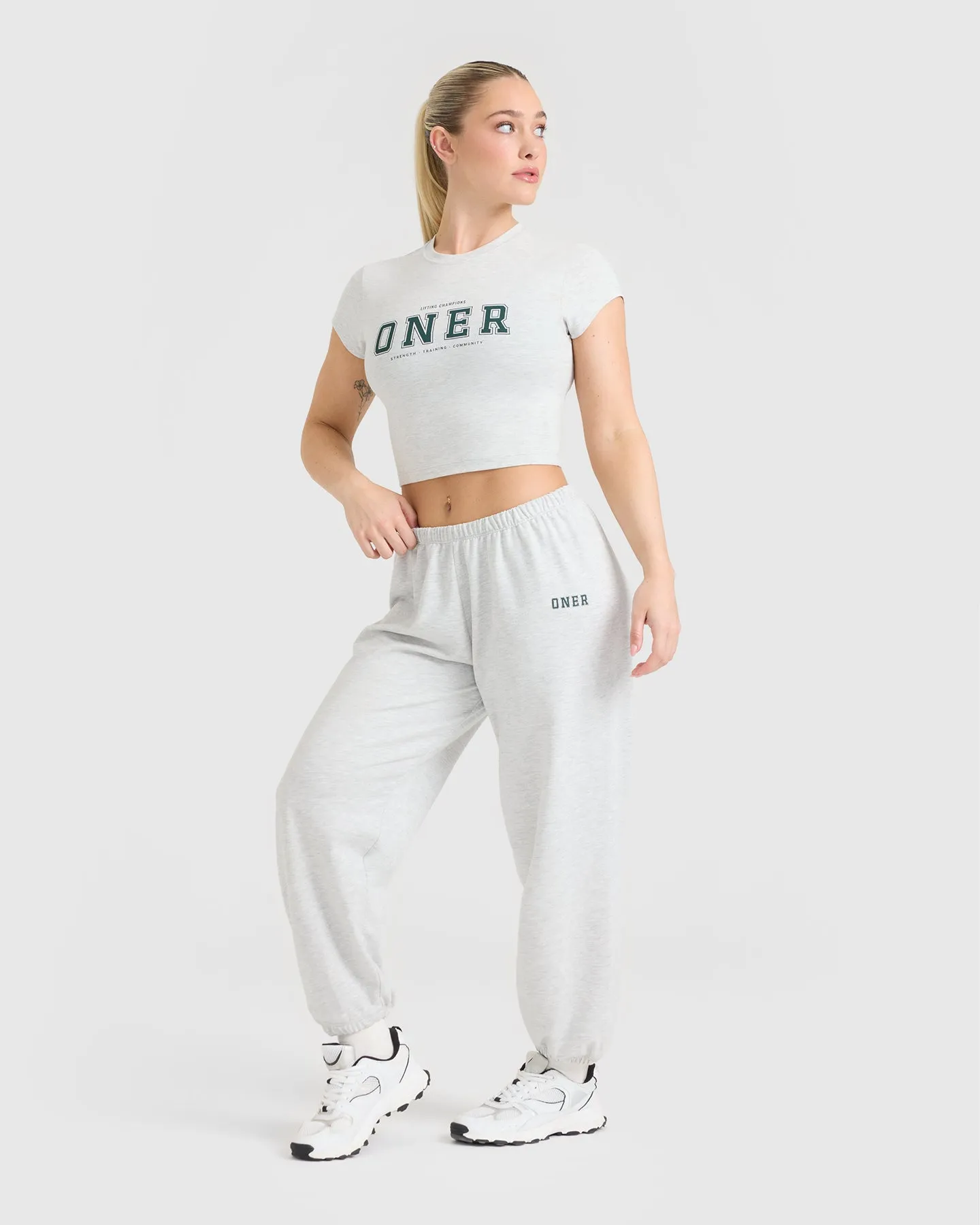 Lightweight Joggers with Printed Logo | Light Grey Marl sold by Oner Active product image thumbnail 3