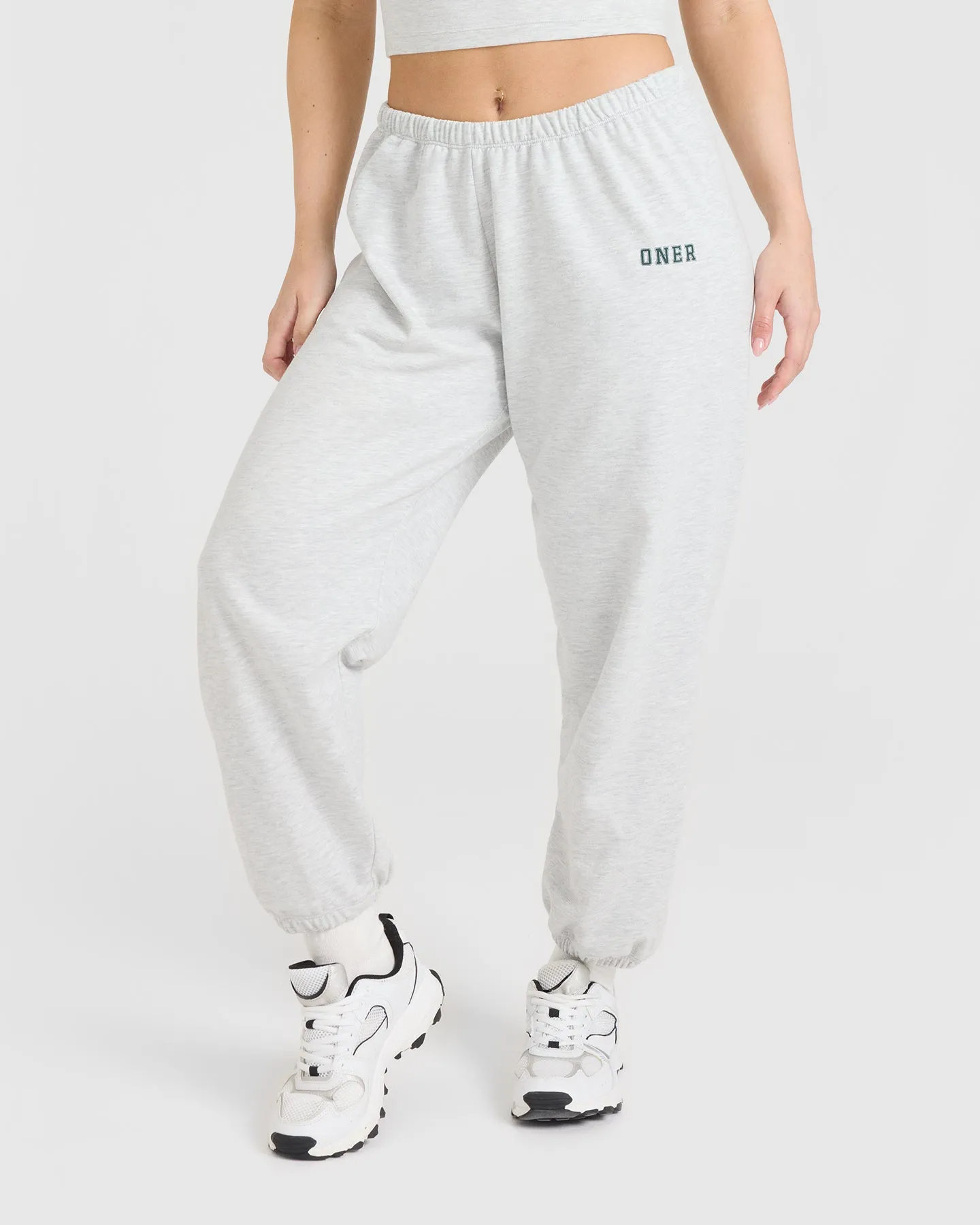 Lightweight Joggers with Printed Logo | Light Grey Marl sold by Oner Active