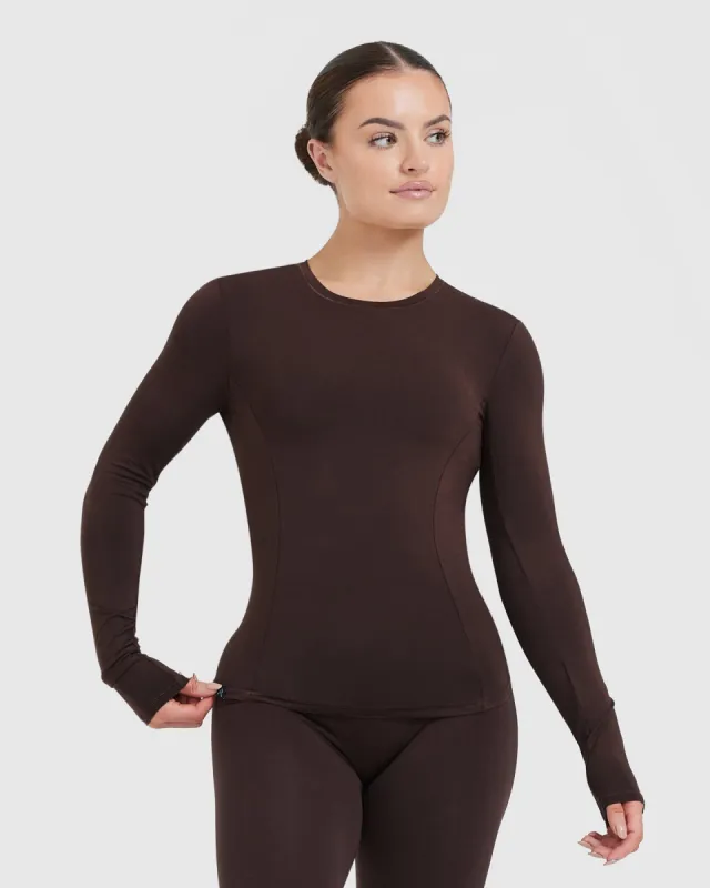 Mellow Soft Long Sleeve Top | 70% Cocoa sold by Oner Active