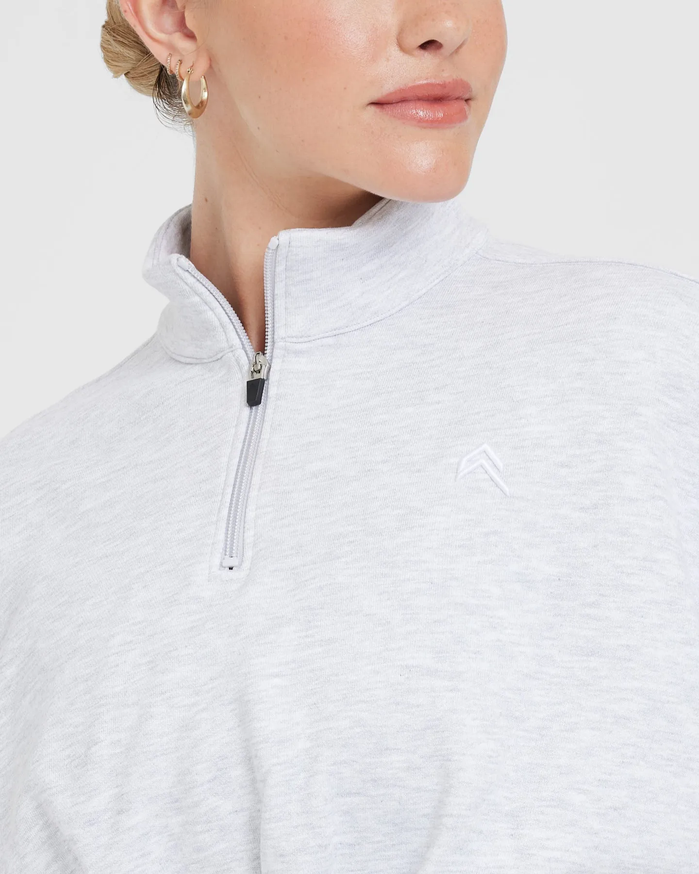 All Day Lightweight Crop 1/4 Zip Sweatshirt | Light Grey Marl sold by Oner Active product image thumbnail 4