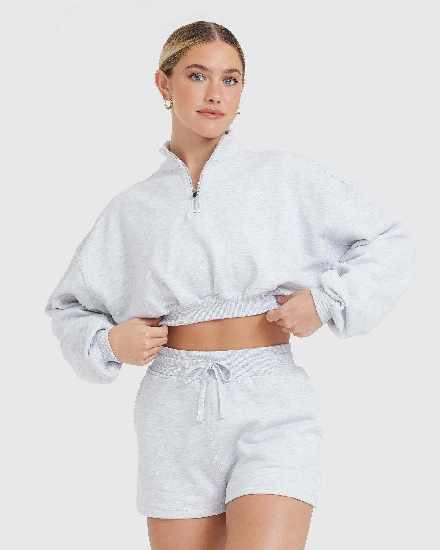 All Day Lightweight Crop 1/4 Zip Sweatshirt | Light Grey Marl sold by Oner Active