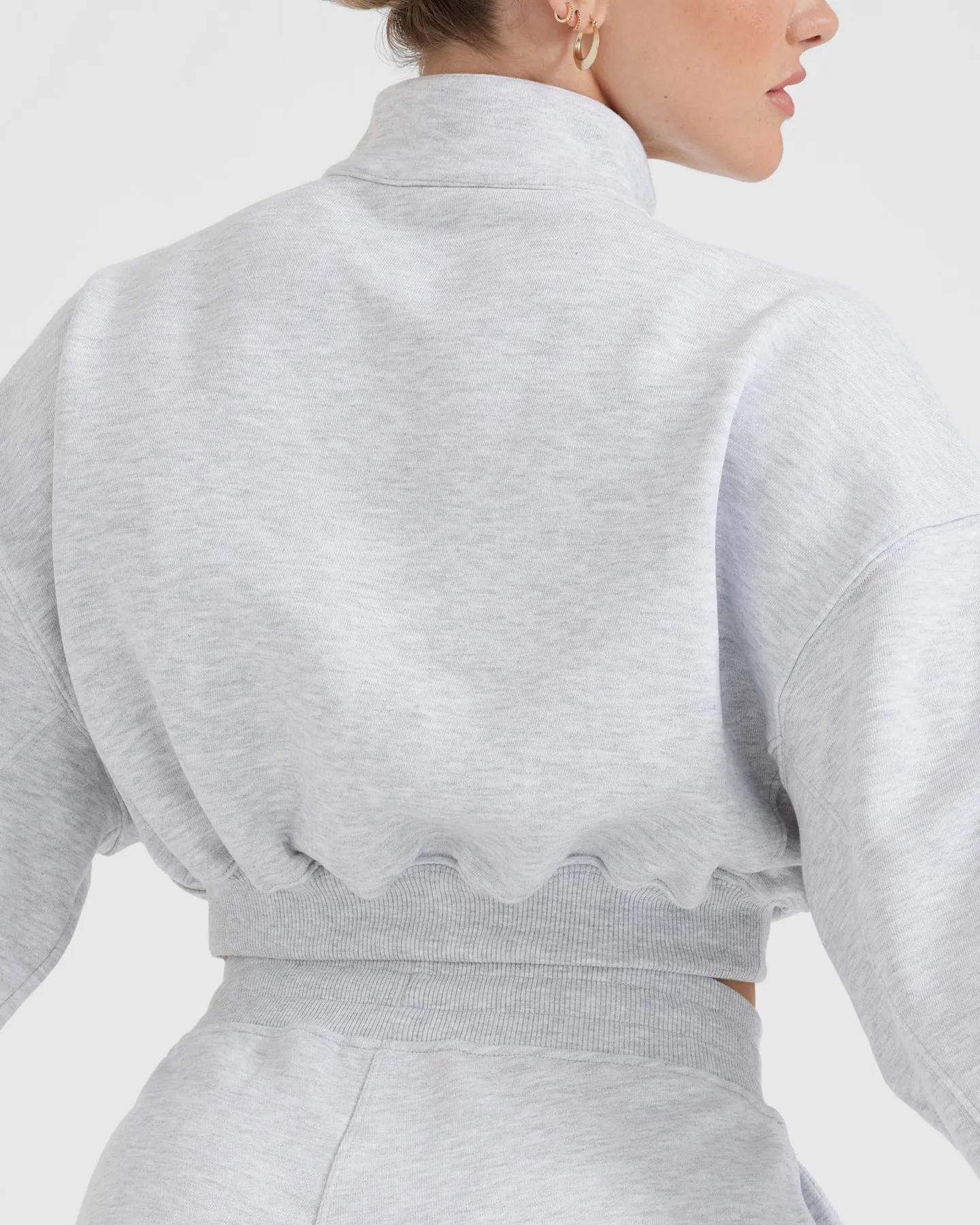 All Day Lightweight Crop 1/4 Zip Sweatshirt | Light Grey Marl sold by Oner Active product image thumbnail 5