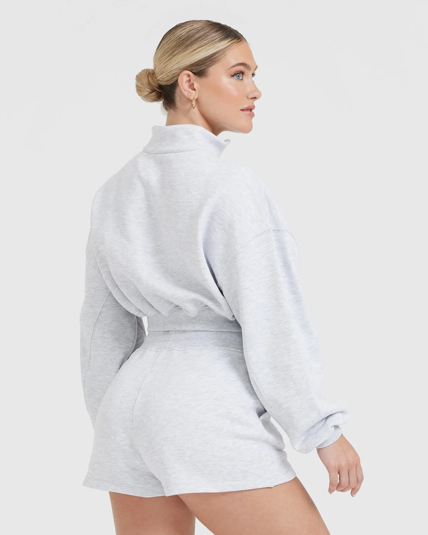 All Day Lightweight Crop 1/4 Zip Sweatshirt | Light Grey Marl sold by Oner Active product image thumbnail 2