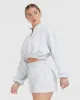 All Day Lightweight Crop 1/4 Zip Sweatshirt | Light Grey Marl sold by Oner Active