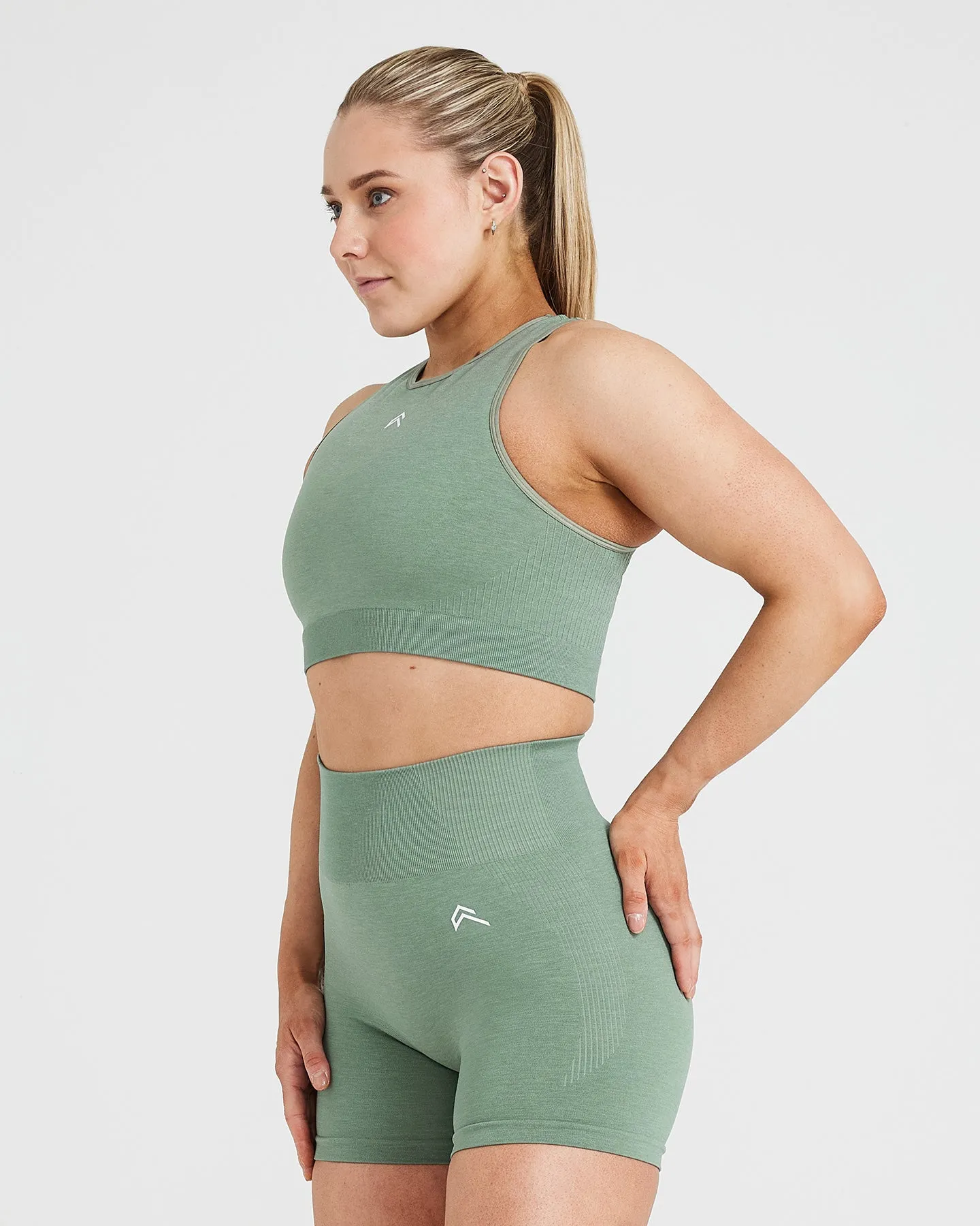 Classic Seamless 2.0 Crop Top | Sage Marl sold by Oner Active product image thumbnail 3