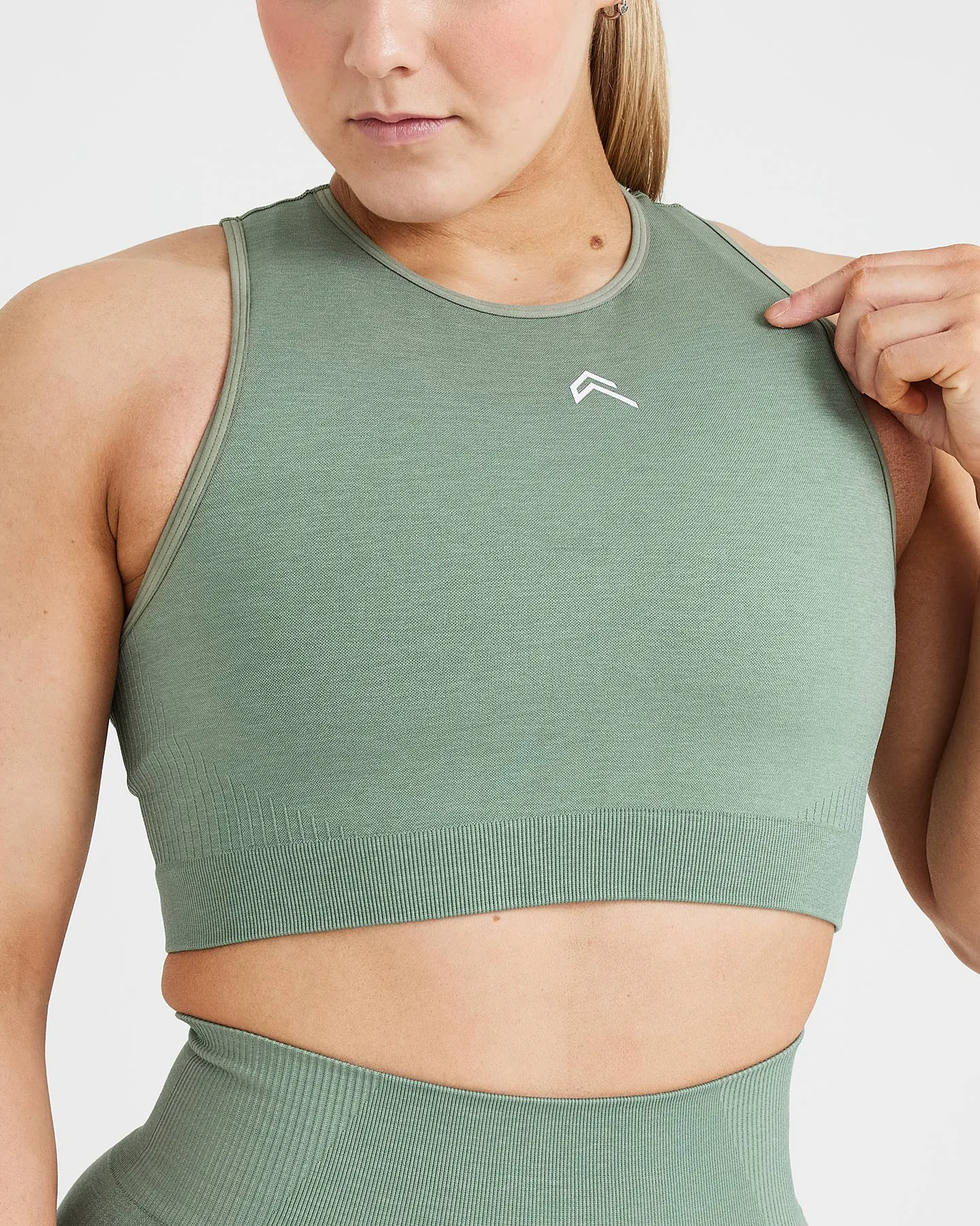 Classic Seamless 2.0 Crop Top | Sage Marl sold by Oner Active product image thumbnail 4