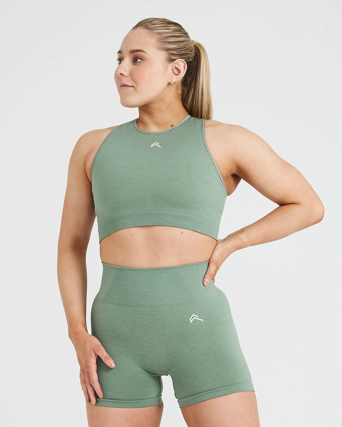 Classic Seamless 2.0 Crop Top | Sage Marl sold by Oner Active