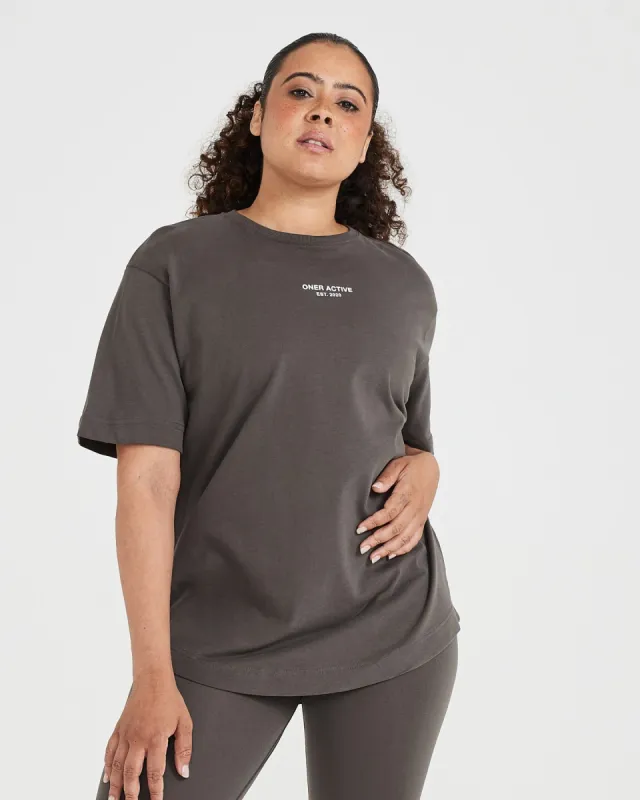 Graphic Oversized Short Sleeve Tee | Deep Taupe sold by Oner Active