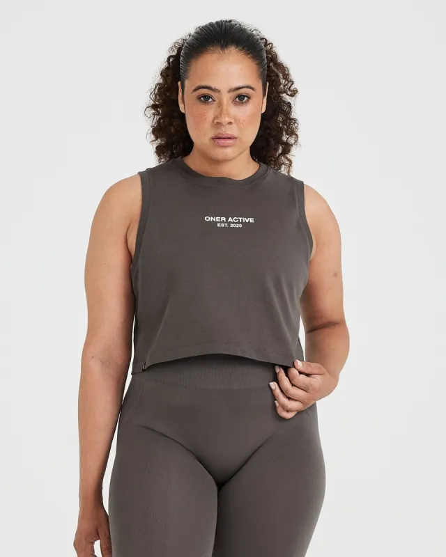 Graphic Jersey Tank | Washed Deep Taupe sold by Oner Active