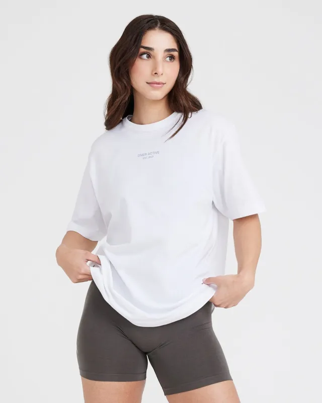 Graphic Oversized Short Sleeve Tee | White sold by Oner Active