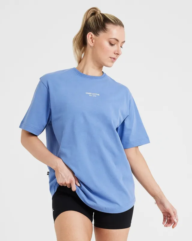 Graphic Oversized Short Sleeve Tee | Washed Light Denim sold by Oner Active