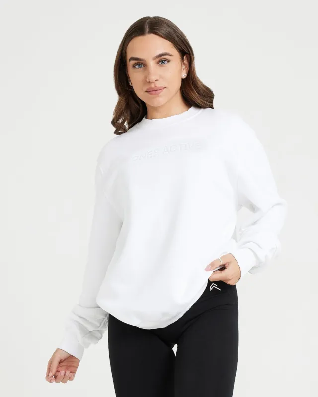 Classic Lounge Oversized Crew Neck | White sold by Oner Active