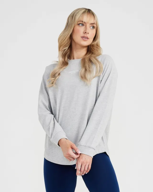 Graphic Oversized Long Sleeve Tee | Silver Marl sold by Oner Active