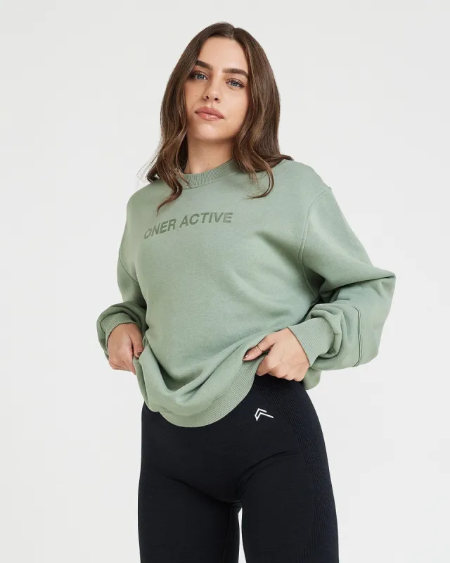 Classic Lounge Oversized Crew Neck | Sage sold by Oner Active