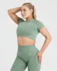 Classic Seamless 2.0 Short Sleeve Crop Top | Sage Marl sold by Oner Active