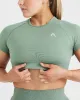 Classic Seamless 2.0 Short Sleeve Crop Top | Sage Marl sold by Oner Active