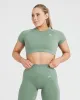 Classic Seamless 2.0 Short Sleeve Crop Top | Sage Marl sold by Oner Active