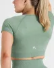 Classic Seamless 2.0 Short Sleeve Crop Top | Sage Marl sold by Oner Active