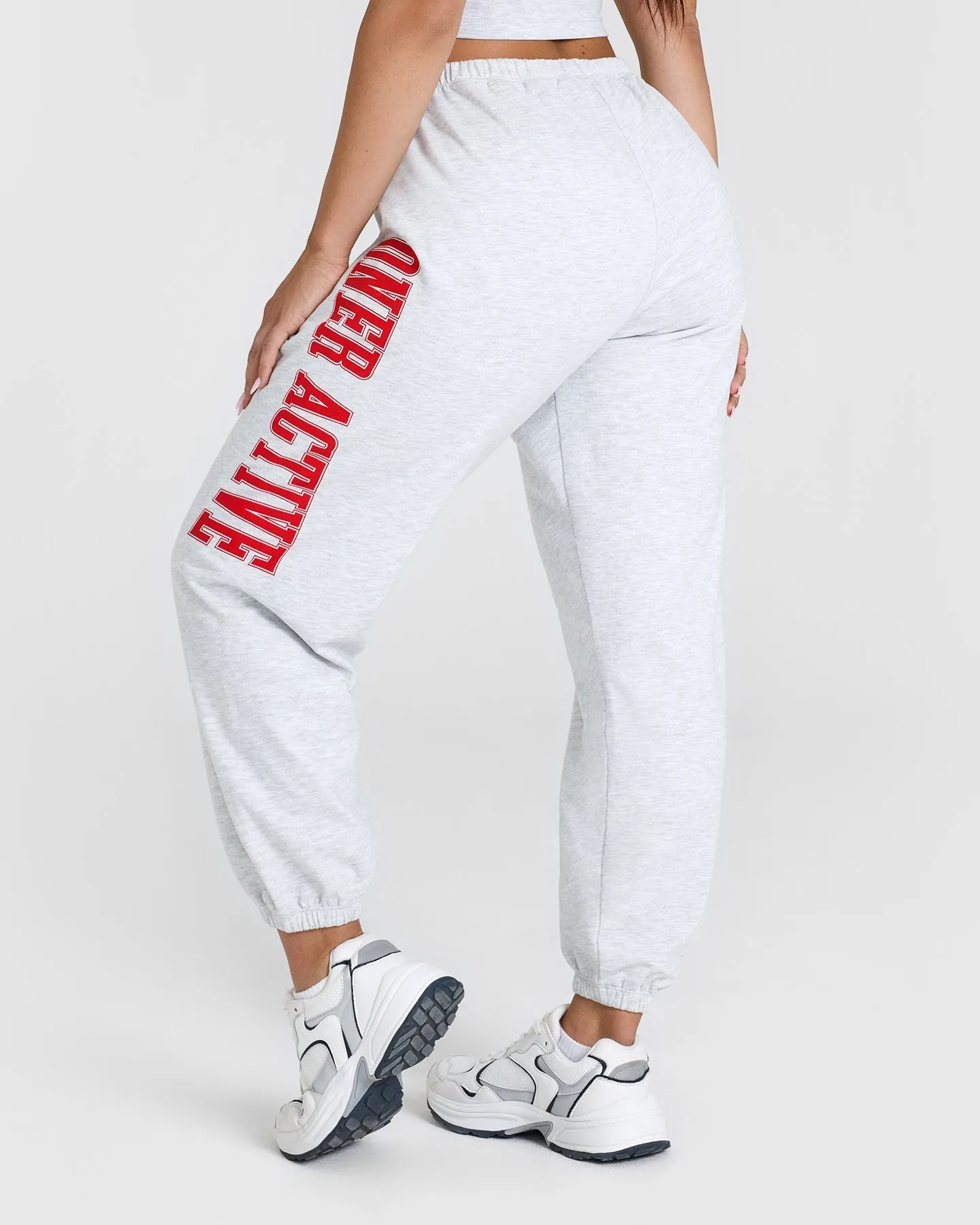 Lightweight Joggers with Red Graphic | Light Grey Marl sold by Oner Active product image thumbnail 2