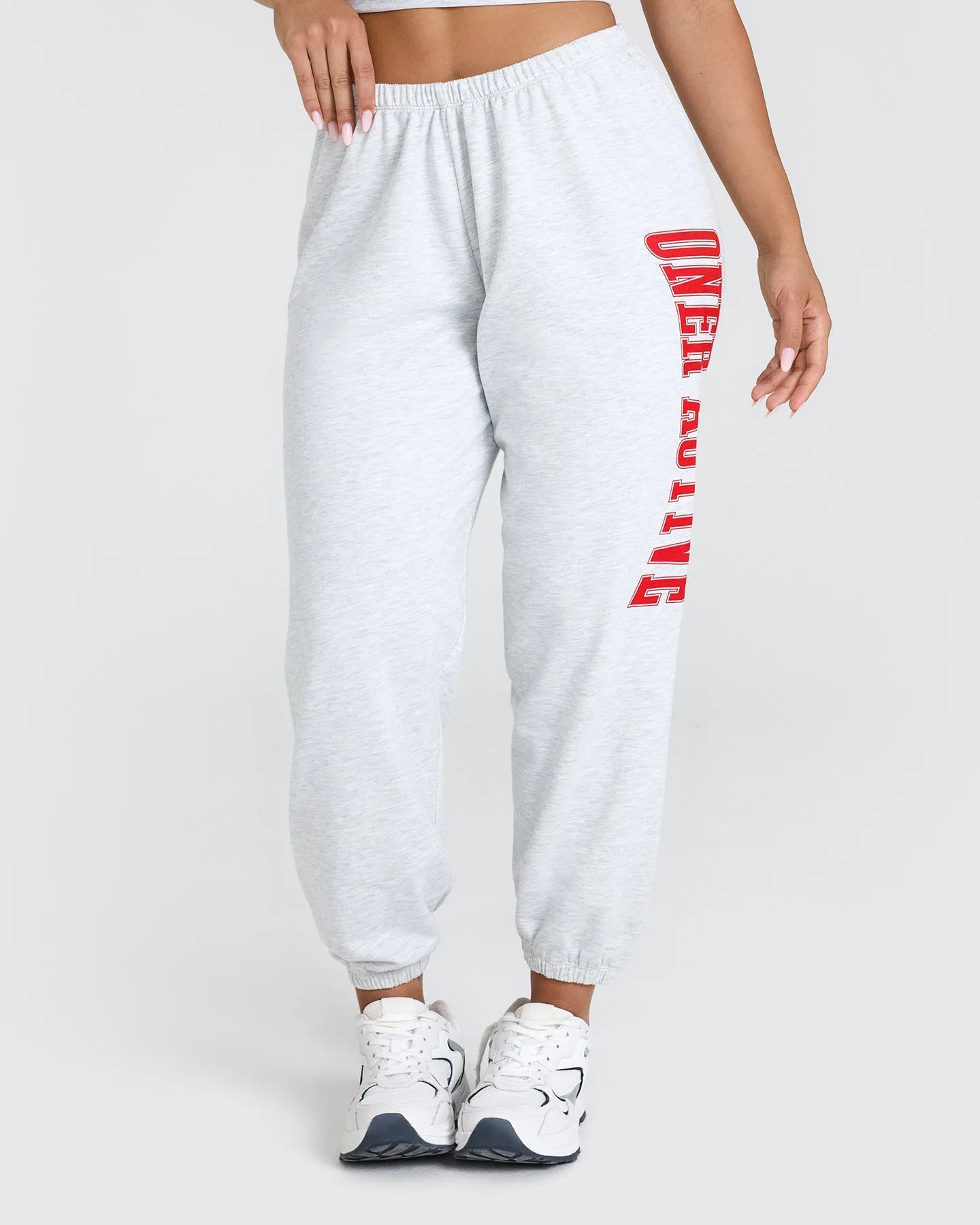 Lightweight Joggers with Red Graphic | Light Grey Marl sold by Oner Active