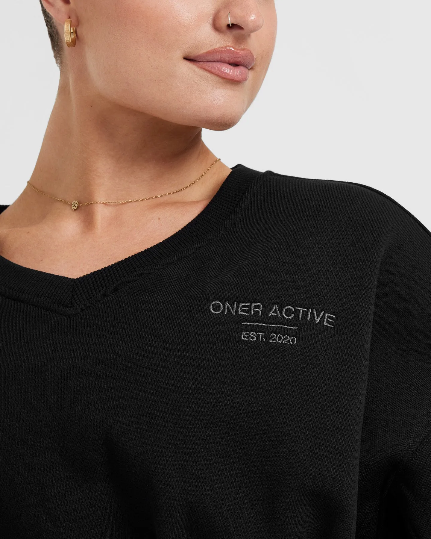 All Day Est 2020 Crop V-Neck Sweatshirt | Black sold by Oner Active product image thumbnail 4