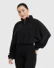 Fleece Oversized Crop 1/2 Zip Sweatshirt | Black sold by Oner Active