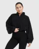 Fleece Oversized Crop 1/2 Zip Sweatshirt | Black sold by Oner Active