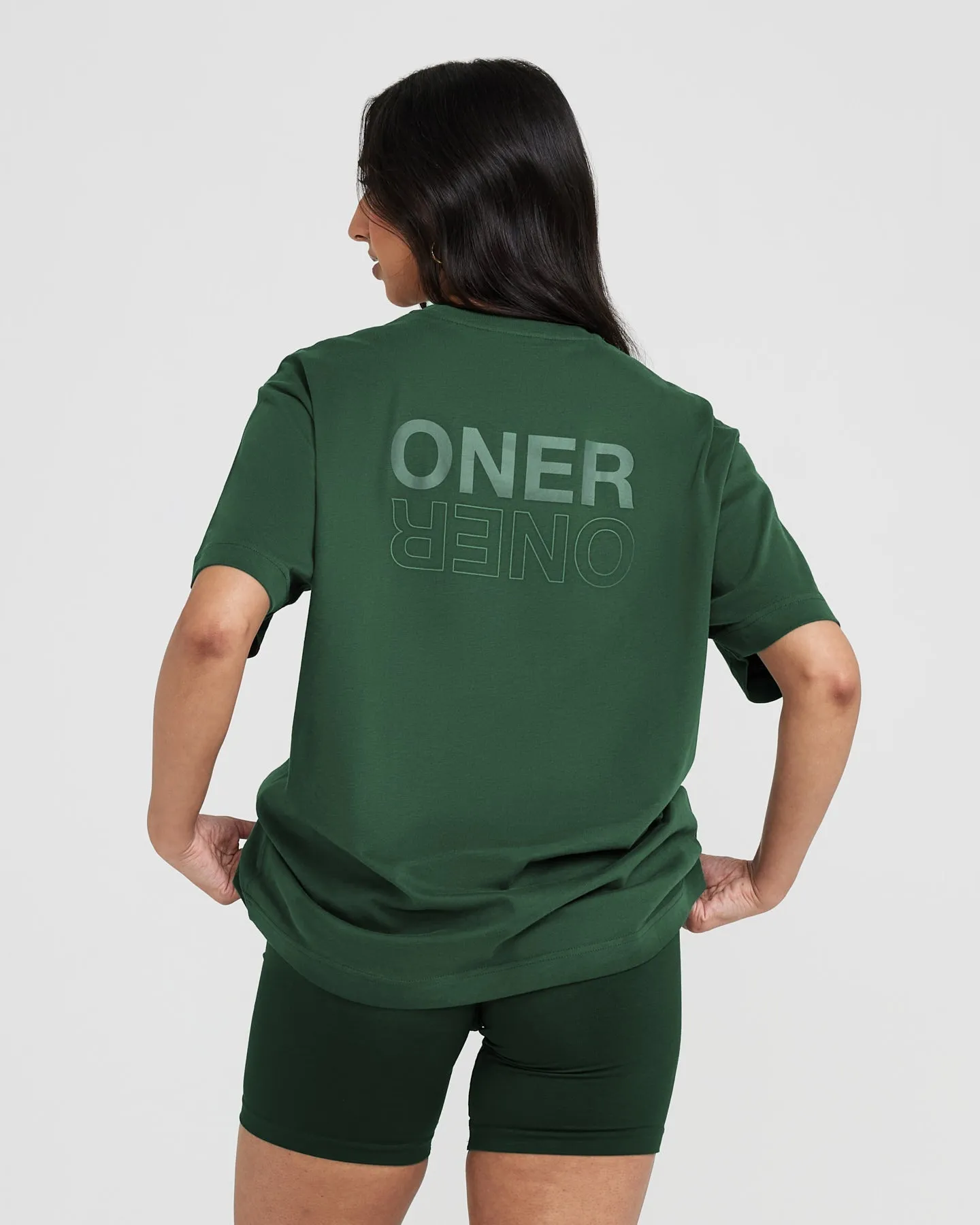 Classic Mirror Graphic Oversized T-Shirt | Washed Evergreen sold by Oner Active product image thumbnail 2