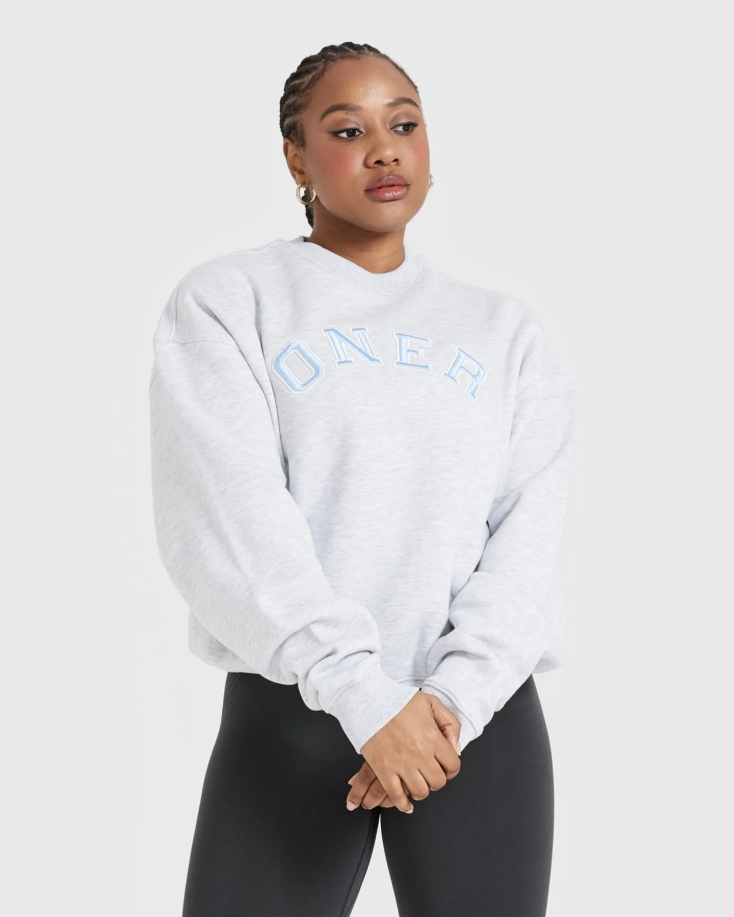 All Day Varsity Oversized Sweatshirt | Light Grey Marl sold by Oner Active