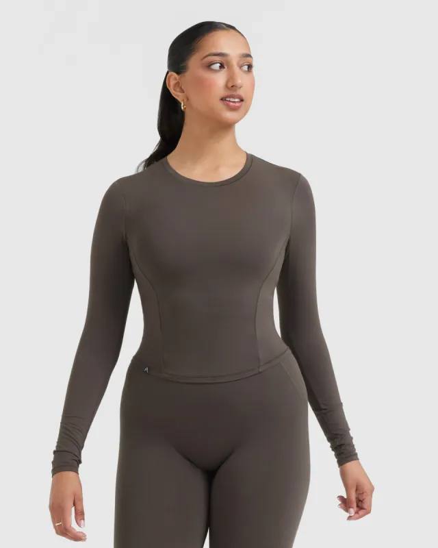 Mellow Soft Mid Long Sleeve Top | Deep Taupe sold by Oner Active