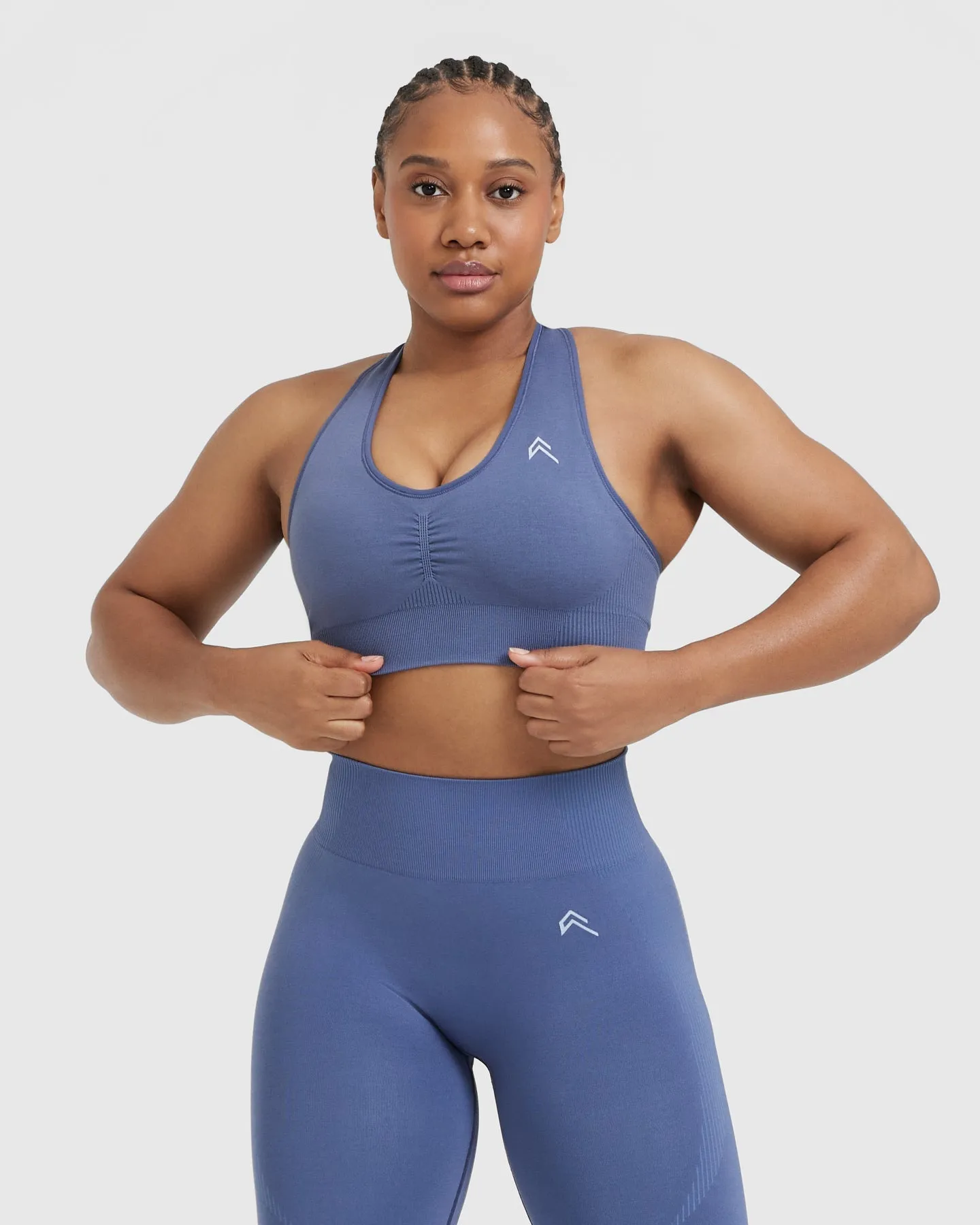 Classic Seamless 2.0 V-Neck Bralette | Slate Blue Marl sold by Oner Active